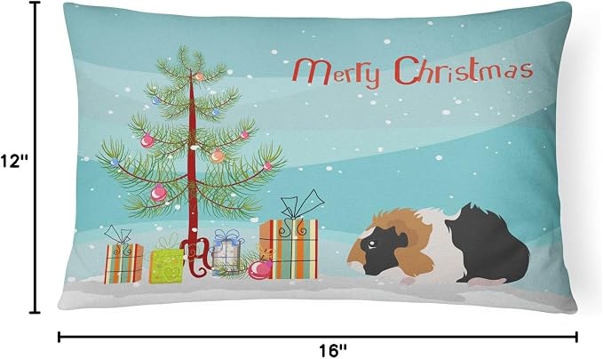 Caroline's Treasures CK4438PW1216 Abyssinian Guinea Pig Merry Christmas Canvas Fabric Decorative Pillow Machine Washable, Indoor Outdoor Decorative Pillow for Couch, Bed or Patio, 12HX16W