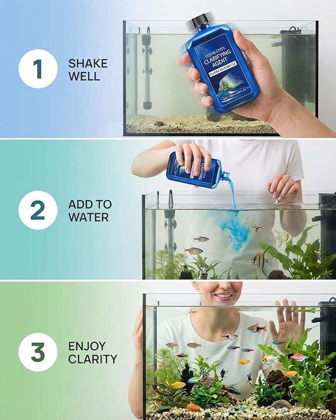 Fast-Acting Aquarium Water Clarifier, Powerful Freshwater Aquarium Water Purification Clarifier, Clears Cloudy Fish Tank, Liquid State Clarifying Agent, for Freshwater