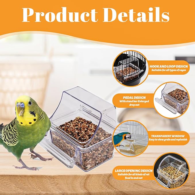 2 Pcs Bird Feeder Water Dispenser, Bird Feeder and Drinker Set, Automatic Bird Feeder for Cage, Hanging Bird Food Bowl, Bird Cage Accessories for Hamsters,Pigeons,Parrot