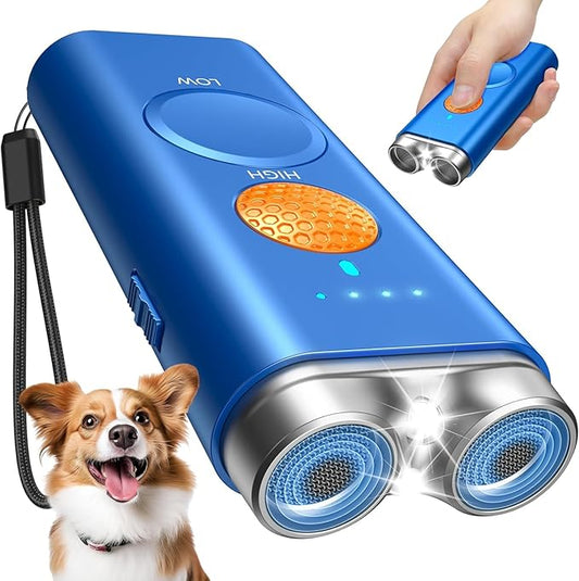 Dog Bark Deterrent Device, 3-in-1 Ultrasonic Anti Barking for Dogs Barks No More, Dog Barking Silencer with 50ft Range, Safe & Effective for Own or Neighbor's Dog, Portable & Rechargeable