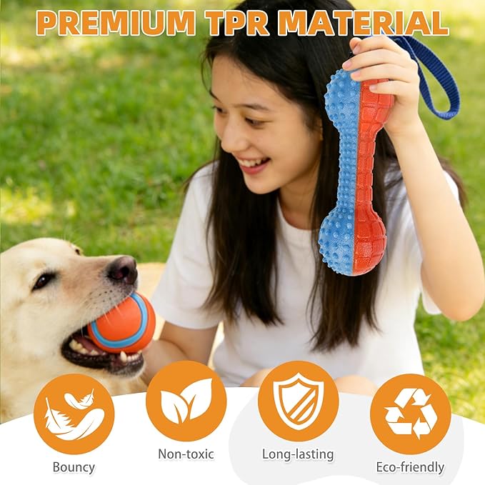 KOOLTAIL Floating Dog Toys,3 Pack TPR Water Pool Fetching Toy with Durable Rope for Small Medium Large Dogs,Bright Bumper Interactive Dog Chew Toys for Summer Outdoor Pool,Training&Teething