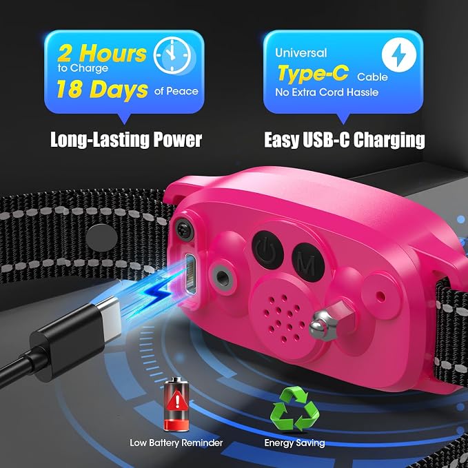 Smart AI Bark Collar for Large Medium Small Dogs, Anti Barking Device with 5 Work Modes, Exclusive Forced Bark-Stopping, Rechargeable IP67 Waterproof Bark Collar with 5 Sensitivity (Hot Pink)