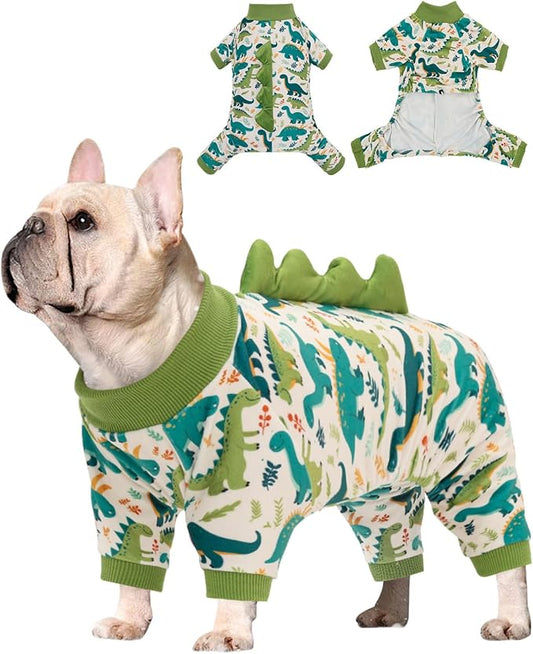 CuteBone Dinosaur Costume Dog Pajamas, Stretchy Spandex Crystal Velvet Sleepwear Coat for Small Dogs, Soft & Warm Pet Outfit Clothes for Cold Weather, Cozy Pullover Design COSP05XS