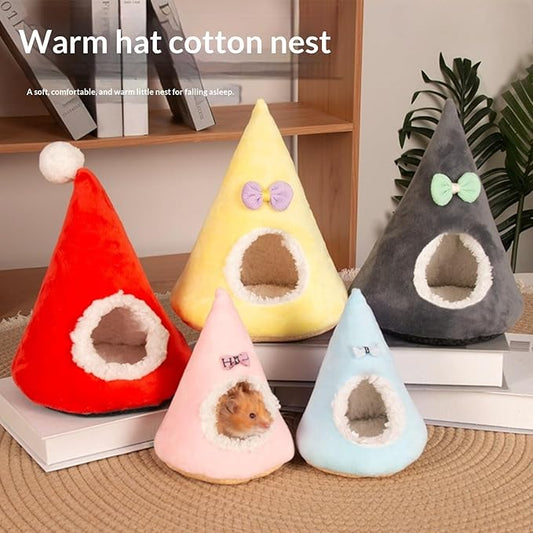 2 Packs Small Animal Warm Hideout, Washable Indoor Pet Shelter, Cage Accessory for Hedgehog, Squirrel, Guinea Pig, Hamster & Multi-Pets (C,M:15X15X20CM)