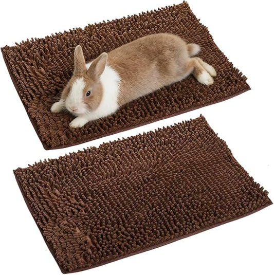 2PCS Guinea Pig Liner Washable Rabbit Cage Liner Guinea Pig Fleece Mats Reusable Bedding Pee Pads for Ferret Bunny Chinchilla Small Animals (Coffee,23.62" LX15.75 W)