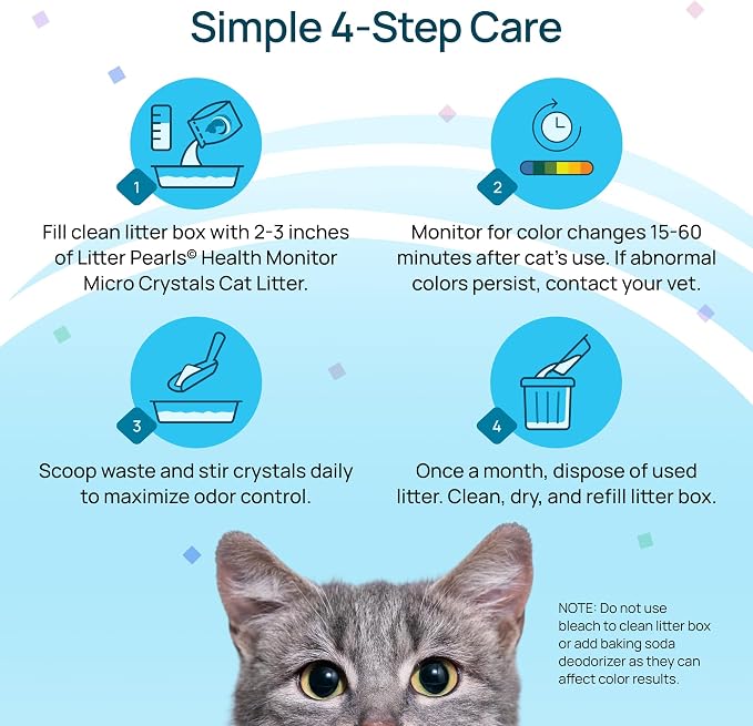Litter Pearls Health Monitor Cat Litter, Unscented Micro Crystals (6 LB Bag) – Color Changing pH Indicator for Feline Health Tracking, 30-Day Odor Control, Dust Free and 60% Lighter (Pack of 2)