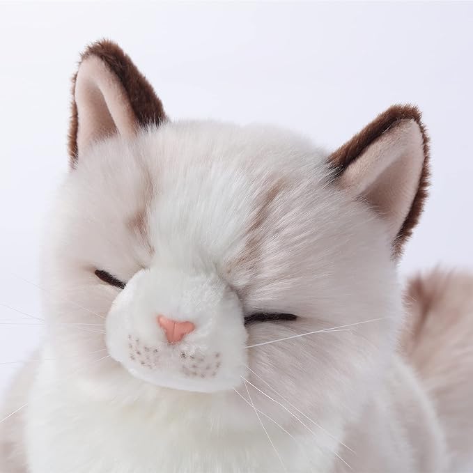 CU-MATE Adorable Stuffed Animals Cat -Handmade Plush Soft Cat -Present Gift for Boys/Girls (Sleeping Ragdoll Cat)