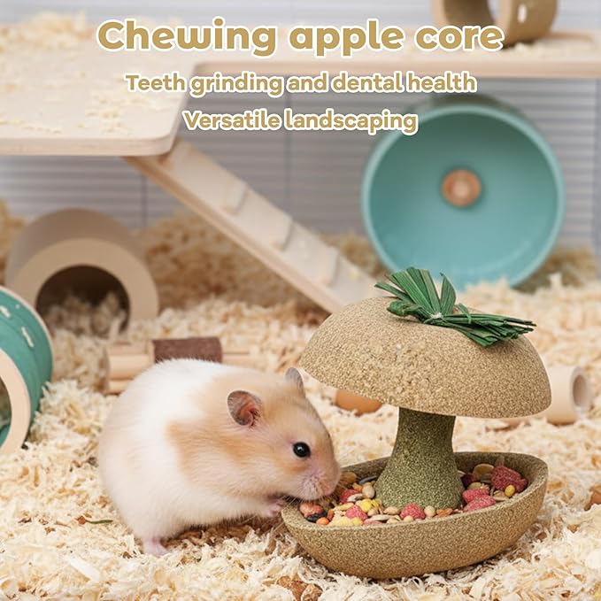 3PCS Hamster Stuff, Rabbit Chew Toys, Rat Toys, 2 Chew Sticks and 1 Apple Core, Small Animal Teeth Care, Natural Wood Material