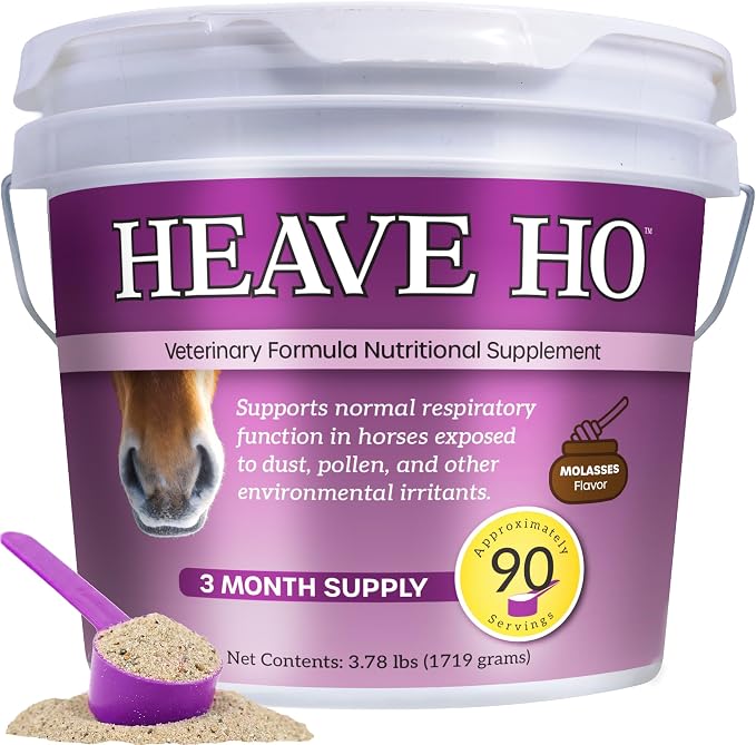HEAVE HO Equine Respiratory Support Supplement for Horses, Nutritional Airway & Immune Support, Herbal Blend with Vitamins & Minerals, Molasses Flavor, 90 Servings