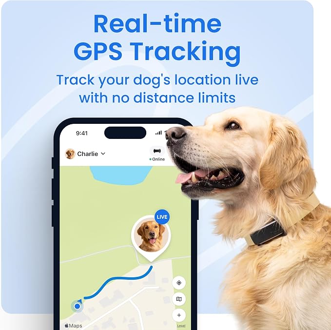 Tractive Smart Dog GPS Tracker | Live Pet Tracker with Virtual Fence | Vital Signs Monitoring of Heart & Respiratory Rate | Bark Monitoring | Dog Collar Attachment (Brown)