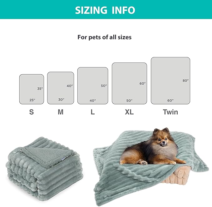Waterproof Pet Blanket for Large Dogs & Cats - Reversible Calming Plush, Washable Furniture Cover for Couch, Bed, Car Seat, Blocks Leaks, Stains & Pet Fur (Green, 60"x80")