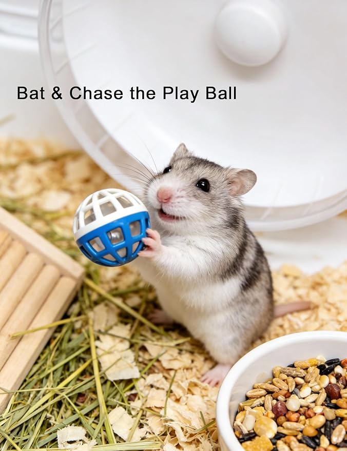 10-Pack Hamster Toys with Bell, Colorful Balls for Pet Hamsters, Scurry Back and Forth (1.5'' - 2.2'')