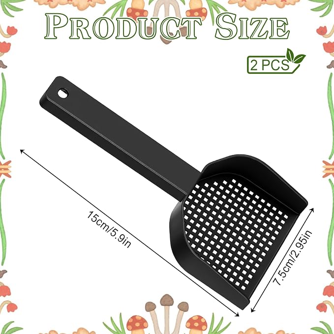 2Pcs Poop Scooper 2.95 in × 5.9 in Cat Litter Scooper Fine Mesh Sifting Shovel Plastic Handle for Guinea Pig Rabbits Small Animals for Easy Waste Cleaning