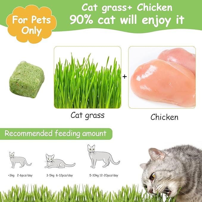 60g Cat Grass Treats for Cats, Freezed Drying Cat Grass Teething Stick Snacks for Kitty, Edible Cats Chew Toys for Teeth Cleaning and Hairball Removal