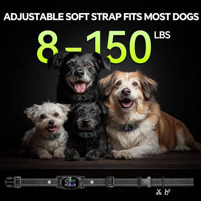 Dog Bark Collar with Remote – 2-in-1 Automatic & Manual Modes, Smart Anti Bark Dog Training Collar with Beep, Vibration & Shock, 330FT Range, IP67 Waterproof, Rechargeable (8-150lbs)