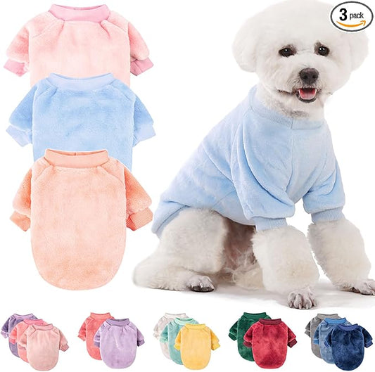 FabriCastle Dog Sweaters, 3-Pack Dog Clothes for Small Dogs Girl & Cats, Soft and Warm Pet Coats XXS - XXL, Winter Pet Jackets, Doggy Apparel Costumes Outfits (Ballet Pink,SkyBlue,Peach, XX-Small)