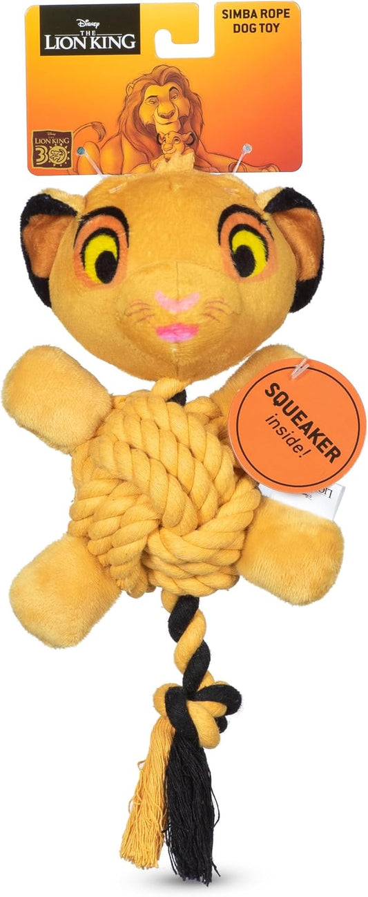 Disney for Pets The Lion King Simba Knotty Rope Pet Toy with Squeaker, 9in Dog Toys | Rope Tug Toy for Dogs Inspired by Simba of The Lion King