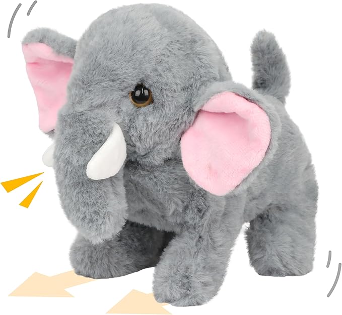 Walking Elephant Stuffed Animal Speaking Roar Plush Electric Interactive Animated Plushies Toy for Girls Boys Birthday