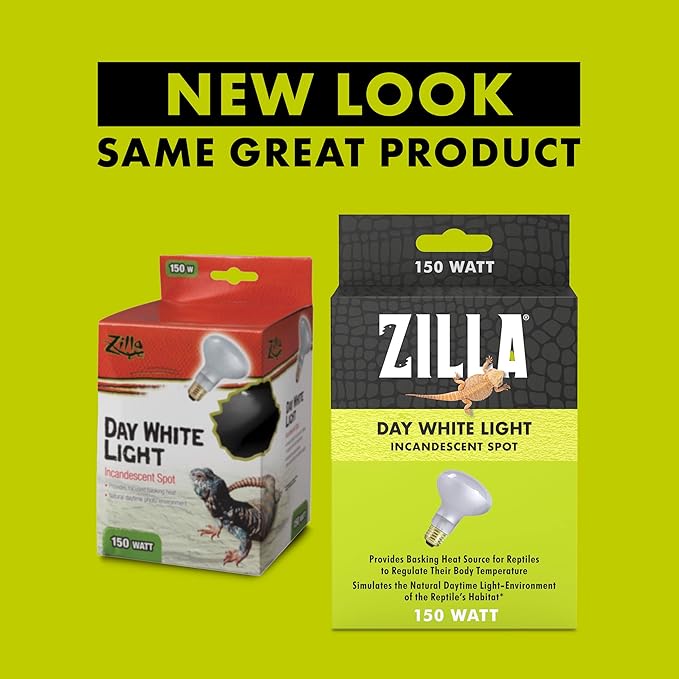 Zilla Reptile Terrarium Heat Lamps Incandescent Bulb, White Spot, 150W