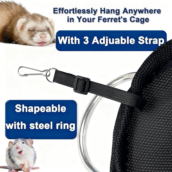 Round Ferret Bed Hammock12 Inch, Breathable Mesh Hanging Bed for all Ferret Nation/Midwest Cages, Cozy Donut Cuddle Pod for Sleeping ,Perfect Round Shape for Natural Sleep