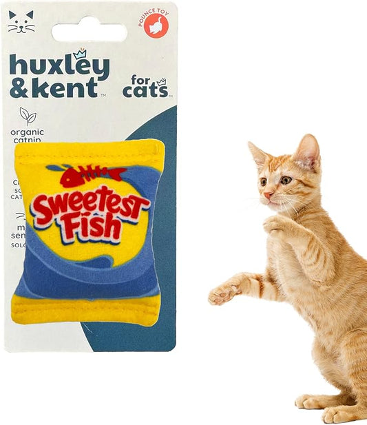 Huxley & Kent Plush Cat Toy - Interactive Catnip Toy for Cats & Kittens - Soft with Crinkle & Catnip - Fun Indoor Play - Sweetest Fish