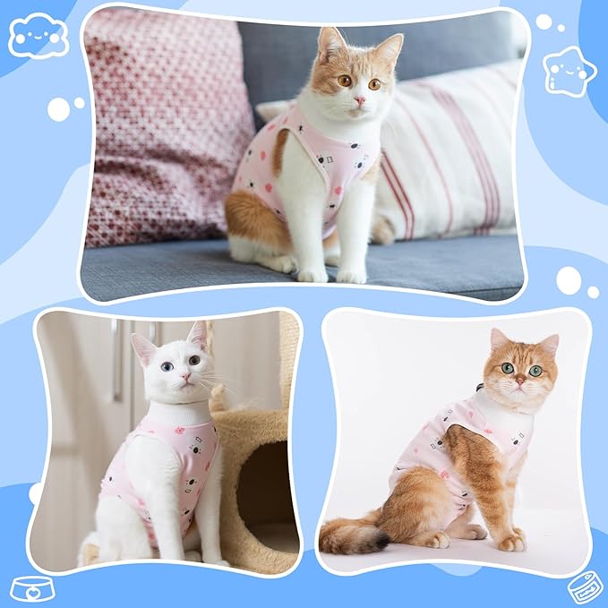 Coppthinktu Cat Recovery Suit Female, Breathable Cat Onesie After Surgery Female for Abdominal Wounds or Skin Diseases, Cat Surgery Recovery Suits Kitten Onesie After Spay Anti Licking