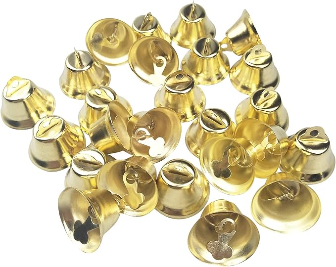 60PCS 26mm/1inch Gold Bells Mini Liberty Bells for Crafts Favor Decorating and Making Wind Chimes