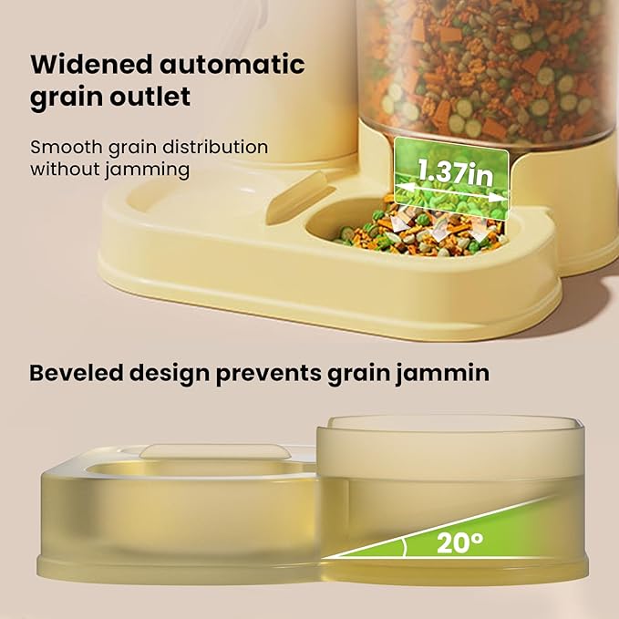 2 in 1 Hamster Water Bottle, Automatic Feeder, No Drip Small Animal Water Dispenser Food Bowl for Syrian Dwarf Hamsters, Gerbils, Mouse, Hedgehog, Hamster Cage Accessories (Yellow)