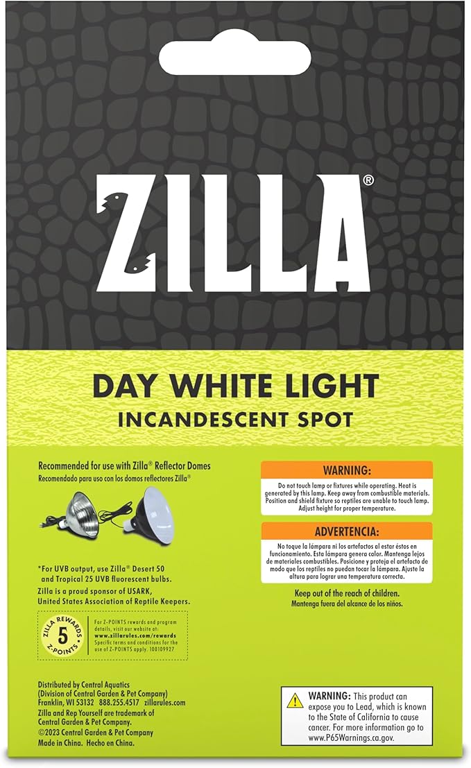 Zilla Reptile Terrarium Heat Lamps Incandescent Bulb, White Spot, 150W