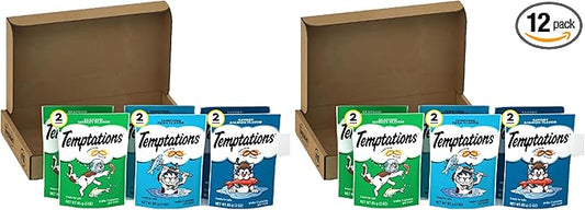 Temptations Cat Treats Classic Crunchy and Soft Seafood Lovers Variety Pack,3 oz. Pouches,(Pack of 12)