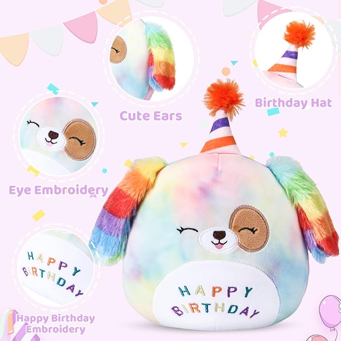 Cute Dog Plush Birthday Gifts for Girls, Soft Dog Plushies Pink Pillow Stuffed Animals Gift for Girlfriend Kids Birthday 6.3" Stuffed (Small Dog Plush)