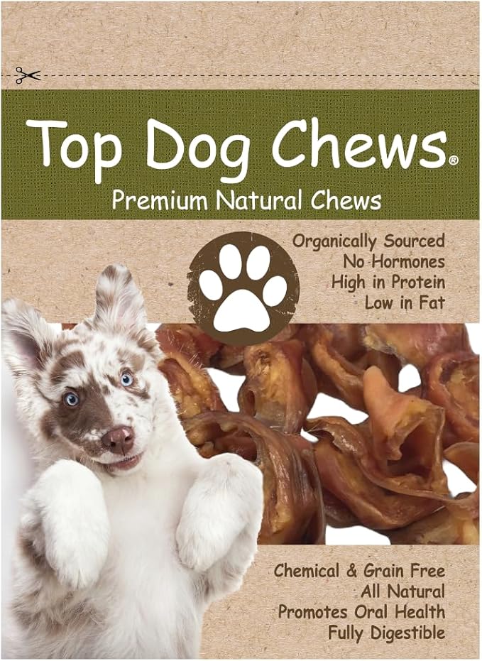 Top Dog Chews – Pig Ear Strips for Dogs, American Made, Single Ingredient, Thick, Large Dog Treat for Small, Medium or Large Dog Breeds, Bulk Chews (1LB)