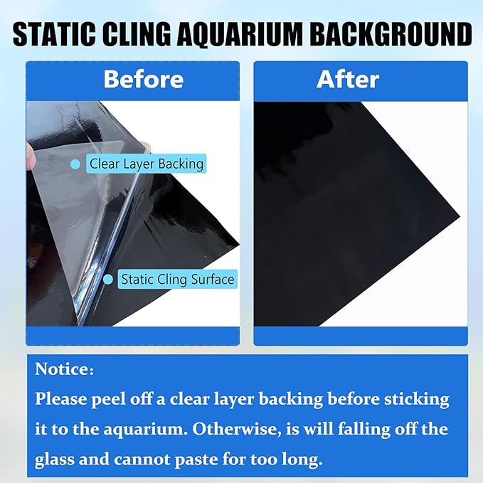 XCNO Aquarium Background Static Cling Black Fish Tank Background Wallpaper Fish Tank Backdrop Vinyl Aquarium Poster Background 47 x 18 in