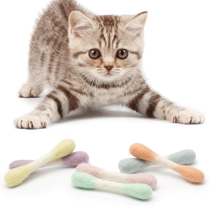 Glaciart One MINI Swabs Cat Toys with Catnip - 6 Pk | Durable for Chew, Cute Cat Toys Interactive Kitty for Boredom, Exercise, & Play | Filled w/Organic Catnip for Anxiety & as Digestive Aid
