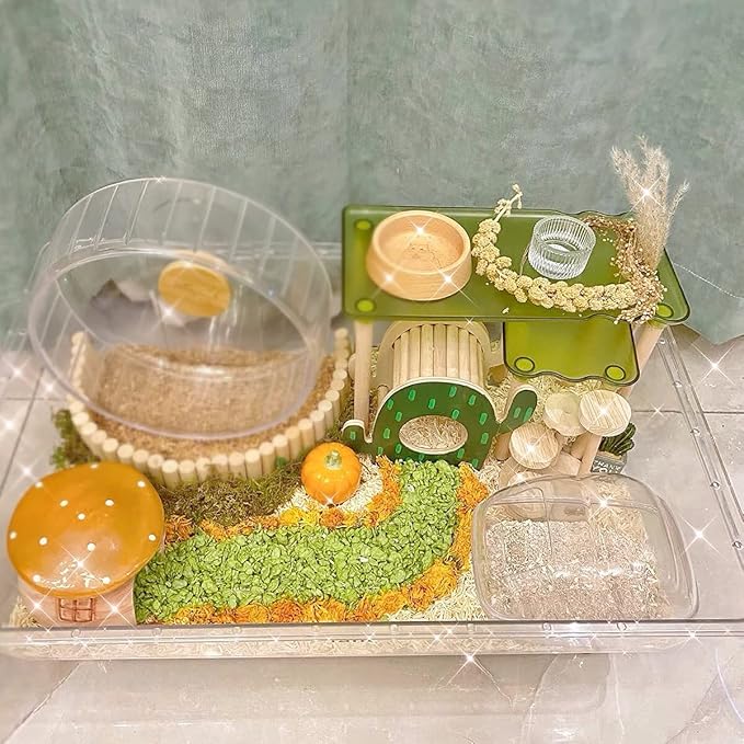 7.1 in Hamster Sand Bath-Clear Critters' Shower Toilet-Cooling Bed Sand Container Bathtub Hamster Accessories for Mice Hedgehog Squirrel Hamster Guinea Pigs Small Animals Large