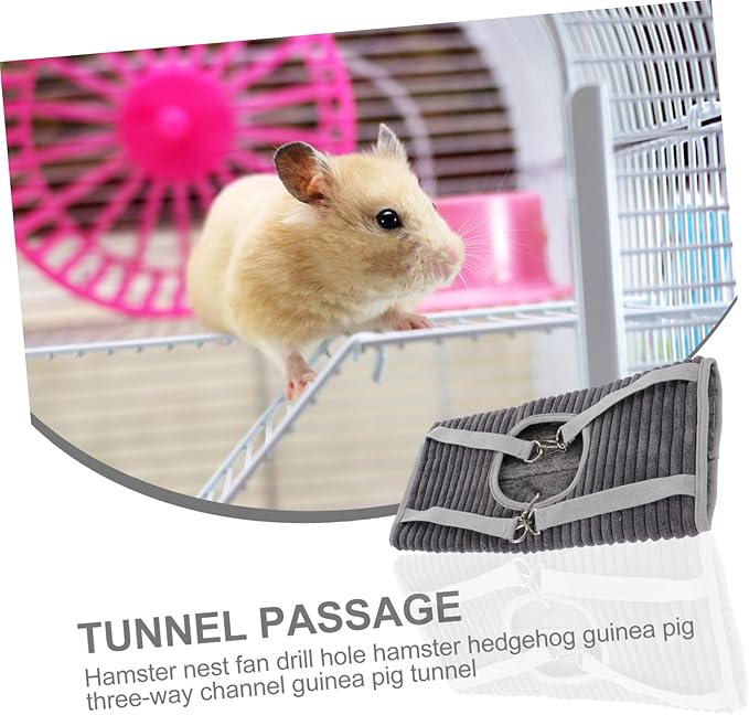 Milisten Small Animals Hanging Hammock Warm Winter Plush Bed for Ferrets Guinea Pigs Hamsters Rats Cozy Tunnel Hideout Cage Accessory for Small Pets