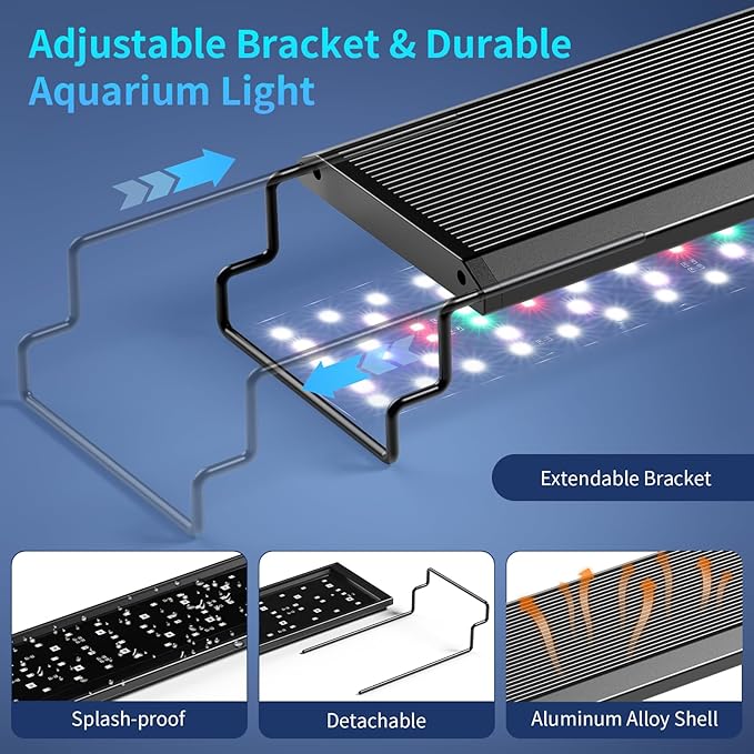 hygger Aquarium Light, 35W Full Spectrum Fish Tank LED Light, 24/7 Remote Control Adjustable Timer, Brightness and Color, Extendable Bracket, Power-Off Memory Plant Growth Lamp, Fits 24-30 Inch Tank