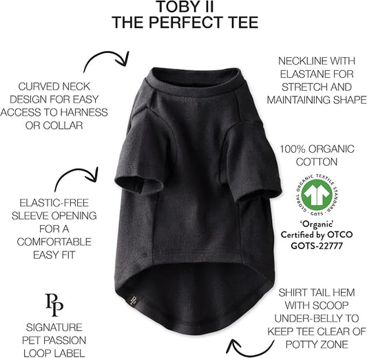 Pet Passion Toby II - The Perfect Tee, 3 Pack Short Sleeve Pet T-Shirt 100% Organic Cotton Tees Clothes for Small, Medium, Large Dogs, Gray Ombre, X-Large (55-80 lbs)