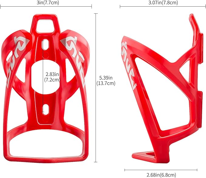 Suruid Bike Water Bottle Cage, Universal Bike Water Drink Holder, Durable Ultralight Plastic Water Bottle Holder for Bicycle, Cycling Bottle Cages for MTB, Road Bike, Mountain Bikes, 2 Pack - Red