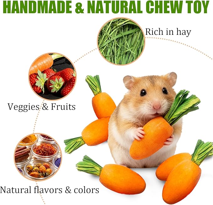Hamiledyi Hamster Chew Toys Rabbit Chew Toys for Teeth Guinea Pig Treats Enrichment Habitat Decor for Bunny Chinchilla Gerbil Rat (26 Pcs)