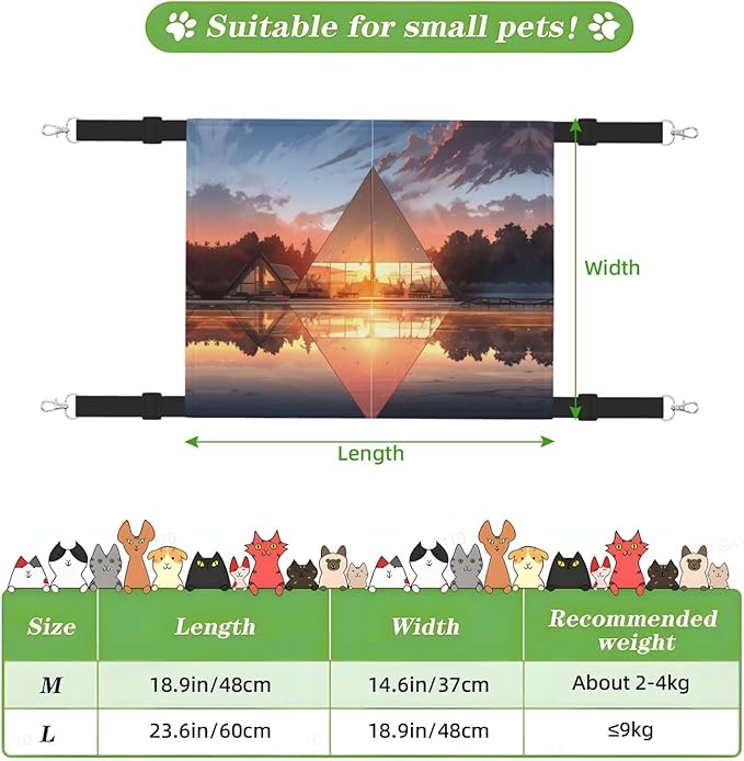 Illuminated Tent Medium Pattern pet Hammock - Sleeping Hammock for Cats, Ferrets, Puppies, Rabbits, Small Animals