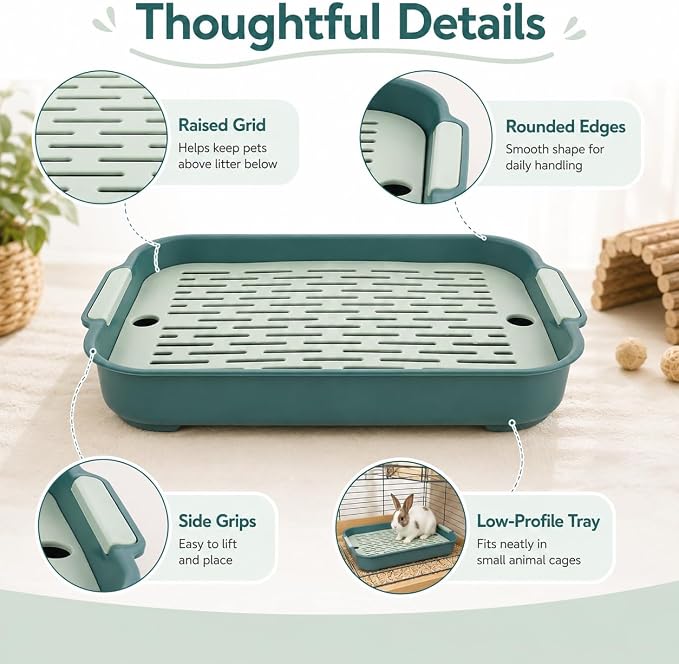 Garneck Guinea Pig Litter Box Rabbit Toilet Tray: Bunny Cage Litter Pan with Grid for Small Animal Potty Training Pet Toilet for Guinea Pig Rabbit Ferret Easy Clean
