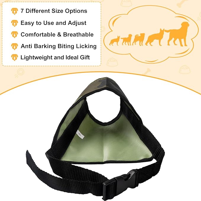 Coppthinktu Dog Muzzle Suit, 7PCS Dog Muzzles for Biting Barking Chewing Adjustable Mouth Cover for Small Medium Large Soft Comfortable Muzzle for Long Snout