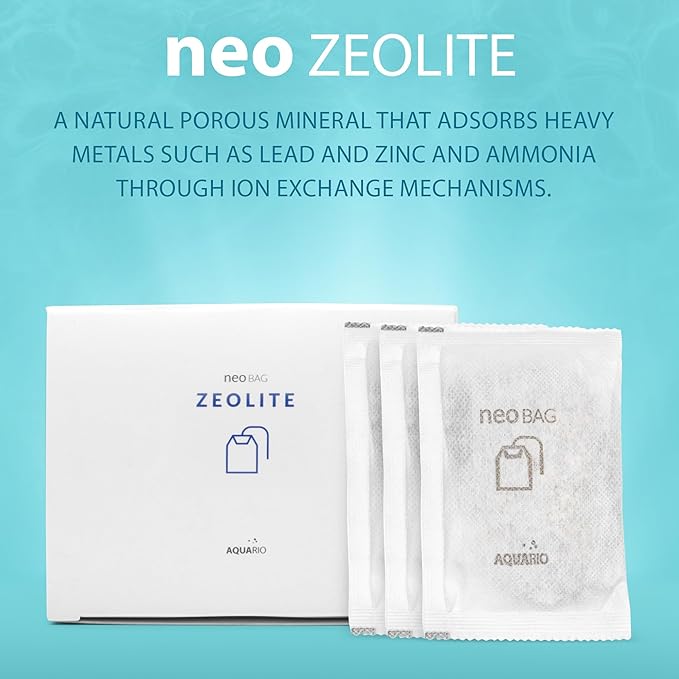 Aquario Neo Zeolite - Aquarium Filter Media - Aquarium Ammonia Remover & Heavy Metal Adsorption, Enhances Water Quality, Reduces Nitrate Build-Up, Ideal for Aquatic Habitats - 8-Count Bags