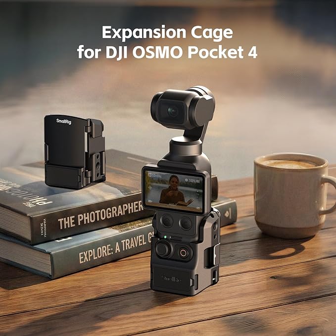 SmallRig Pocket 4/3 Aluminum Cage Expansion Adapter Accessories for DJI Osmo Pocket 4/3, with 1/4"-20 Holes for Side Handle, Cold Shoe Mount, Bidirectional Magnetic Quick Release Interfaces - 6002