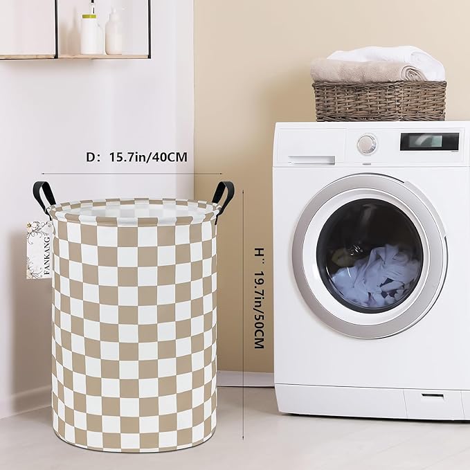 Storage Basket, Nursery Hamper Canvas Laundry Basket Foldable with Waterproof PE Coating Large Storage Baskets for Kids Boys and Girls, Office, Bedroom, Clothes,Toys(Beige flag)