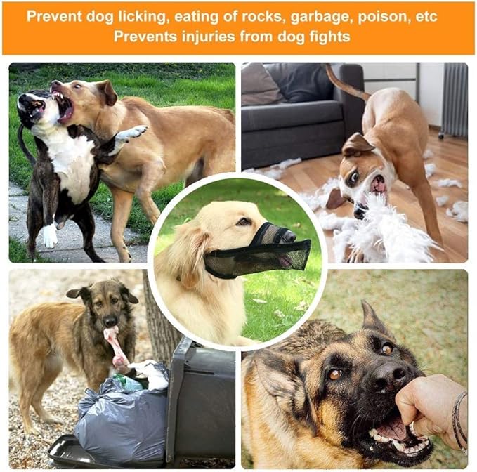 Crazy Felix Nylon Dog Muzzle for Small Medium Large Dogs Poodle Labrador Golden Retriever Doberman, Air Mesh Breathable and Drinkable Pet Mouth Guard for Anti-Biting Chewing Scavenging(XL, Grey)