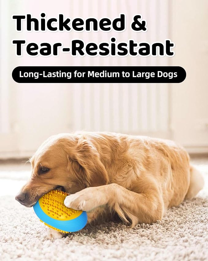 Olive Squeaky Dog Chew Ball for Aggressive Chewers Interactive Fetch Toy, TPR Material, Dental Cleaning Dog Toy for Small Medium Large Dog, Indoor Outdoor Puppy Chew Toy Blue