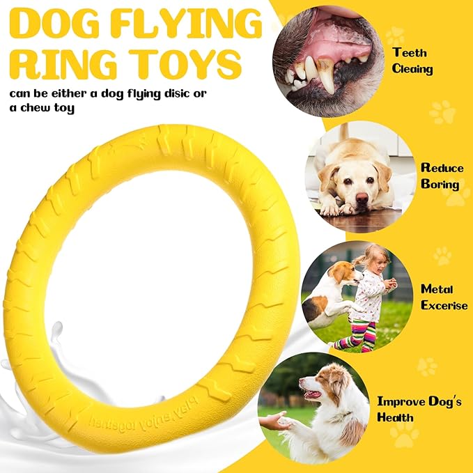 Jenaai 4 Pack Dog Ring Toy Dog Training Chew Toy for Outdoor Aggressive Durable Pet Chewers Floating Toys Puppy Ring for Large Medium Puppy Training (Multicolored,7.48 Inch)