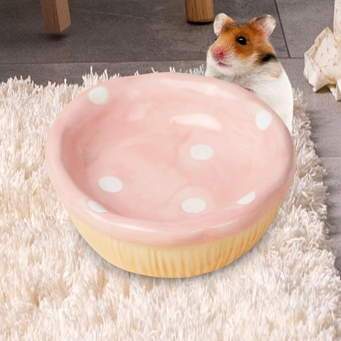 Hamster Ceramic Bowl,Small Animal Feeding Dish,Feeding Bowl,Guinea Pig Bowl,Mushroom Water Bowl for Gerbils Ferret Chinchilla, Mushroom